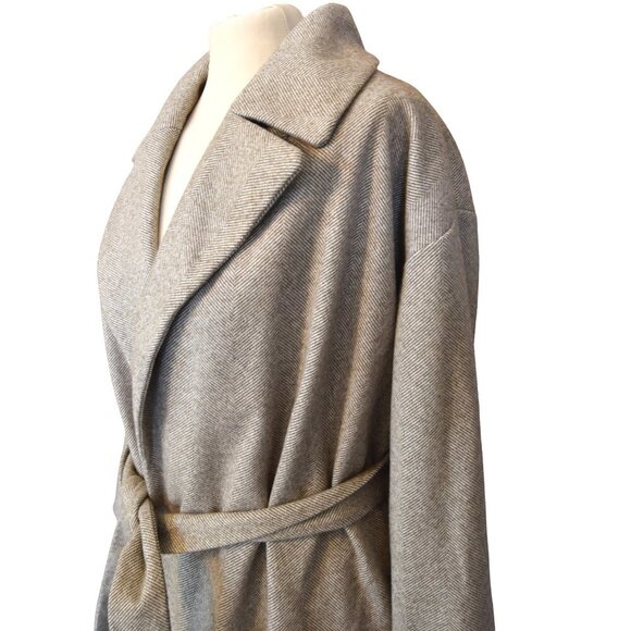 *Pocket Flaw* Elizabeth and James Herringbone Belted Coat  Size S - Picture 3 of 10
